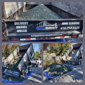We offer delivery of up to 5 Tons per load of materials such as Mulch, Sand, Gravel, Soil & similar dumped on your property wherever you'd like. We can also provide a tarp if needed. 

We have multiple dump trailers and are able to deliver and dump whatever you need.  for Bay East Hauling Services & Junk Removal in Grasonville, MD