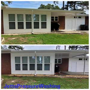 Our Home Softwash service is a low-pressure, high-volume cleaning method that safely and effectively cleans your home's exterior surfaces without the use of harsh chemicals. for Jette's Pressure Washing in Augusta, GA