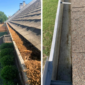 Gutter cleaning is critical to prevent long term damage to your home. We have the experience and tools to safely clear your gutters of debris or to construct modern gutters. for Rhett’s Power Washing Services in McKinney, Texas