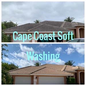 No pressure roof soft washing. Tile,asphalt shingle,metal &TPO roofing. Soft washing is a cleaning method using low pressure and specialized solutions to safely remove mildew, bacteria, algae and other organic stains from roofs. for Cape Coast Pressure Cleaning in East Central, Florida