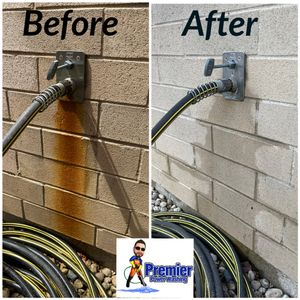 Our chemical treatment and hot water pressure wash process drastically reduces the appearance of graffiti and rust. for Premier Partners, LLC. in Volo, IL
