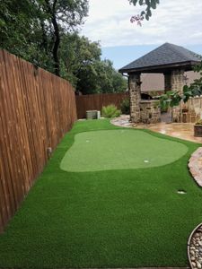 "Our Putting Greens service offers homeowners the opportunity to transform their outdoor spaces into customized and low-maintenance golfing areas that replicate the feel of a professional golf course. for Texas Freedom Turf Co. in Dallas, TX