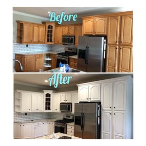 If your kitchen cabinets are outdated, damaged, or just in need of a change, our refinishing service is perfect for you! We'll give your cabinets a new coat of paint and sealant that will make them look like new. for KorPro Painting in Spartanburg, SC