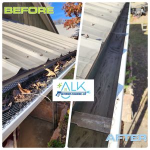Our Gutter Cleaning & Brightening service will rid your gutters of debris and stains, ensuring proper water flow and enhancing the curb appeal of your home. Trust our experienced team for top-notch results. for ALK Exterior Cleaning, LLC in Burden, KS