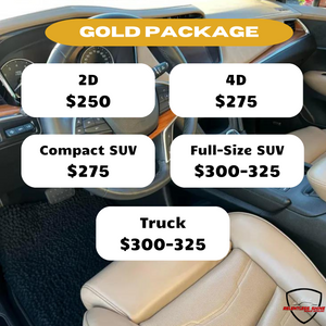 Our Gold Package offers premium auto detailing services, including deep interior cleaning, waxing and polishing, and thorough exterior washing to ensure your vehicle looks brand new. for Relentless Shine Mobile Detailing in Calabash, NC