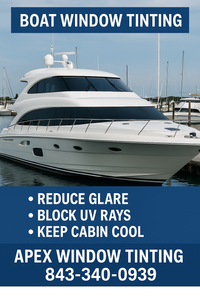 Enhance your boat's comfort and privacy with our professional marine tinting at Myrtle Beach Marinas. Our expert team ensures optimal sun protection, temperature control, and stylish appearance for a superior boating experience. for Apex Windshield Repair & Window Tinting Myrtle Beach in Myrtle Beach, SC