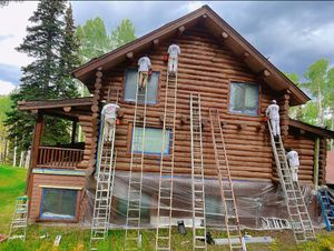 Our Full Exterior Log and Wood Siding Homes service provides comprehensive painting solutions for homeowners with log or wood siding homes, ensuring a flawless finish that enhances the overall aesthetics. for Mountain Custom Painters LLC in , 