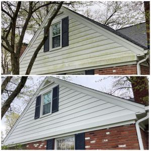 Our Home Softwash service is a safe and effective way to clean the exterior of your home. Our soft wash system uses low pressure and a special detergent to remove dirt, grime, and built-up residue from your home's siding, trim, windows, gutters, and roof. for Total Property Solutions in Saint Matthews, KY