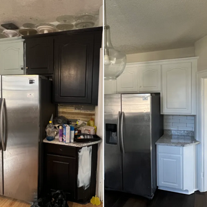 Our Kitchen and Cabinet Refinishing service helps transform your outdated kitchen by repainting or refinishing cabinets, giving them a fresh and modern look to enhance the overall aesthetics of your space. for Jesus Painting and Home Renovations LLC in Greensboro, NC