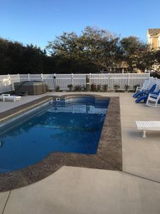 Our Pool Decks service offers homeowners expertly designed and professionally installed concrete decks that enhance the beauty and functionality of their pools. for Musick Concrete Services in Kitty Hawk, NC