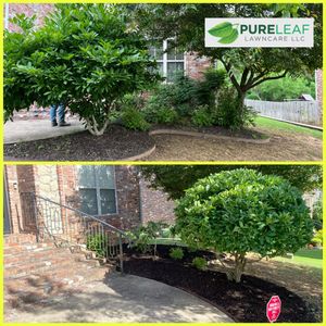 Mulch is used to help maintain the health of your landscape and adds a professional touch to any planter. We provide a variety of professional mulching services.  for Pureleaf Lawncare LLC in Lowell, AR