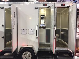 Our VIP Restroom Trailer service offers luxury portable restroom solutions for homeowners, providing convenience and comfort for your special events or temporary bathroom needs. for A1 Porta Potty in Louisville, KY