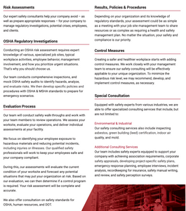 We offer strategic workplace and OSHA safety consulting services designed to enhance your business operations. Whether you’re a small startup or a global enterprise, our turnkey safety solutions help ensure compliance across industries worldwide.
 for ZALEMO in Houston, TX
