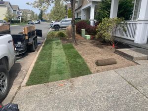 Our Sod Layouts service will transform your outdoor space with lush, green grass for a beautiful landscape. for Avenscapes NW, LLC in Getchell, Washington