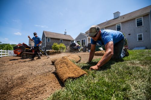 New Lawn Installation for Pungitore Landscapes, Irrigation & Fertilizer in Hingham, MA