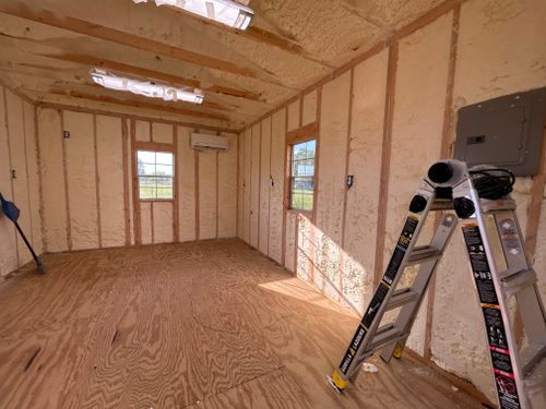 Spray Foam Storage sheds for CTE Roofing and Insulation in Dublin, GA