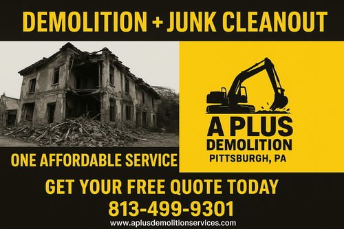  for A Plus Demolition Retaining Walls and Clean Out. Serving the Greater Pittsburgh Area in Pittsburgh, PA