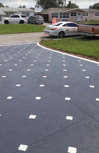 Concrete Squares with Faux Grass or Rocks for Beautiful and Affordable Stamped Concrete by Castilla Concrete Finish Design Corp in Sunrise, FL