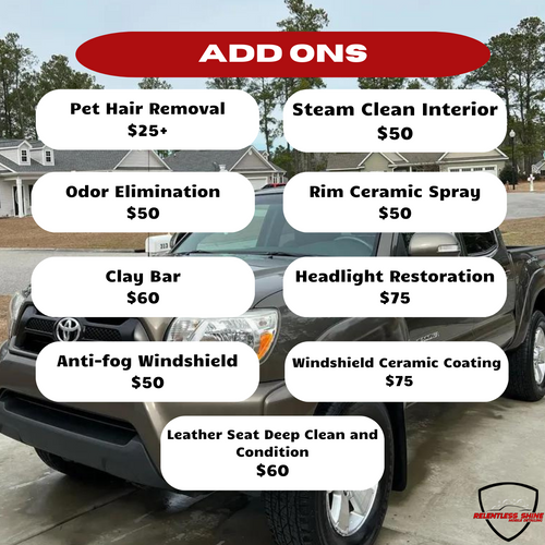 Add Ons for Relentless Shine Mobile Detailing in Calabash, NC