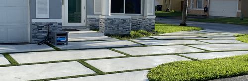 Concrete Squares with Faux Grass or Rocks for Beautiful and Affordable Stamped Concrete by Castilla Concrete Finish Design Corp in Sunrise, FL