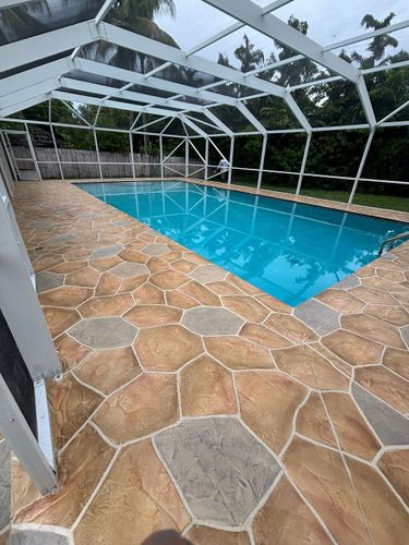 Pool Deck/ Patio for Beautiful and Affordable Stamped Concrete by Castilla Concrete Finish Design Corp in Sunrise, FL