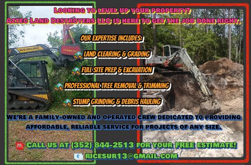 Excavation Services for Aztec Land Destroyers LLC in Ocala, FL