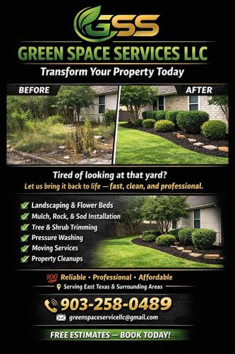 Sodding for Green Space Service LLC in Tyler, TX