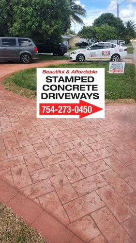 Stamped Concrete Installation for Beautiful and Affordable Stamped Concrete by Castilla Concrete Finish Design Corp in Sunrise, FL