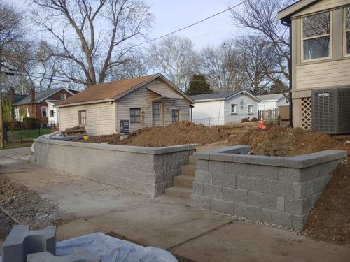 Retaining Wall Construction for VQ Land & Stone in St. Louis, MO