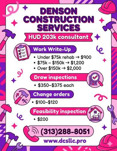 Detroit FHA 203k Consultant | HUD Renovation Loan Specialist for Denson Construction Services in Detroit, MI