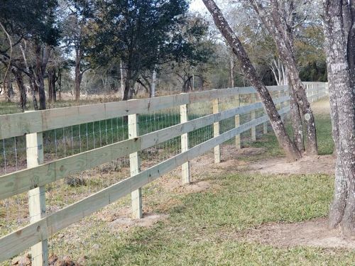 3 and 4 Board Fencing (optional wire added) for Pride Of Texas Fence Company in Brookshire, TX