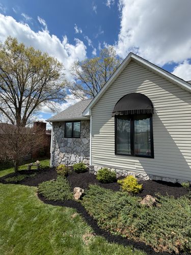 Mulch / River Rock installation for Green Hills Lawn Service in Washington, PA