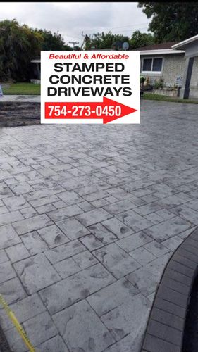 Concrete Driveway  for Beautiful and Affordable Stamped Concrete by Castilla Concrete Finish Design Corp in Sunrise, FL