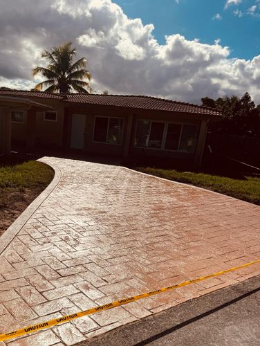 Stamped Concrete Installation for Beautiful and Affordable Stamped Concrete by Castilla Concrete Finish Design Corp in Sunrise, FL