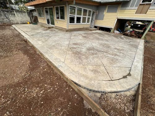 Stamped Concrete Installation for Maka’s Akamai Masonry LLC in Kaneohe, HI