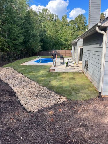 Grading and drainage for Adams Landscape Management Group LLC. in Loganville, GA