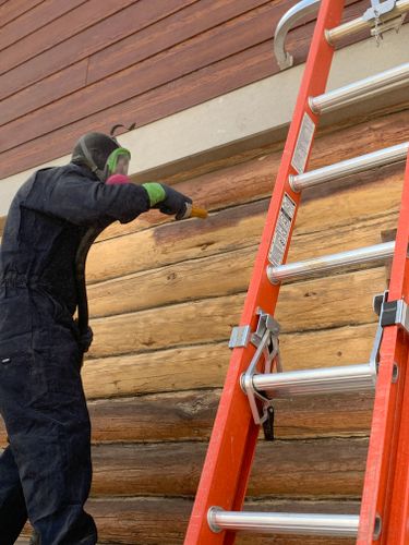 Media Blasting for Wild West Log home specialists in Corvallis, MT