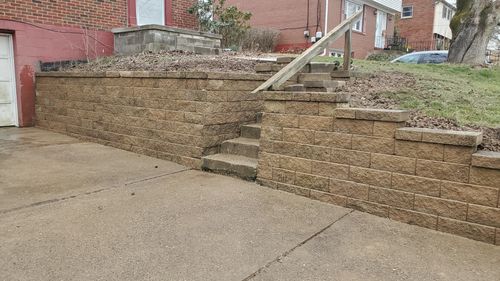 Retaining Wall Construction for Bakey's Concrete and Excavating in Pittsburgh, Pennsylvania