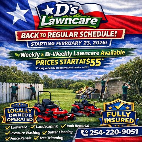  for D’s Lawncare in Killeen, TX