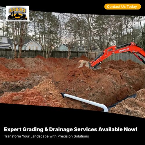 Grading and drainage for Adams Landscape Management Group LLC. in Loganville, GA