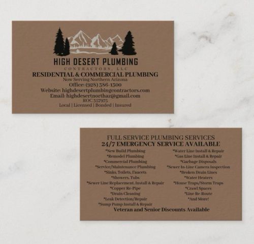 Plumbing Repairs for High Desert Plumbing Contractors LLC in Winslow, AZ