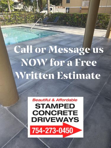 Pool Deck/ Patio for Beautiful and Affordable Stamped Concrete by Castilla Concrete Finish Design Corp in Sunrise, FL