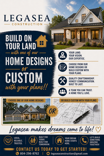 Custom Home Building for LegaSea Construction in Kilmarnock, VA