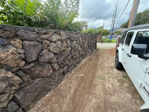 Rock Wall Installation for Maka’s Akamai Masonry LLC in Kaneohe, HI