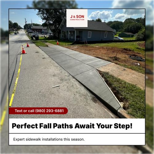 Sidewalk Installation for J & Son Construction LLC in Forest City, NC