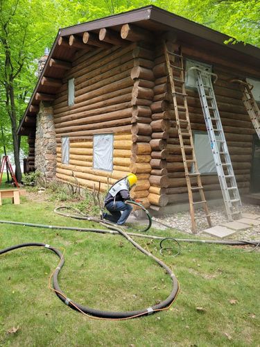 Media Blasting for 218 Painting & Log Restoration LLC in Britt, MN