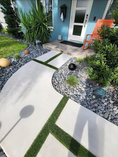 Concrete Squares with Faux Grass or Rocks for Beautiful and Affordable Stamped Concrete by Castilla Concrete Finish Design Corp in Sunrise, FL