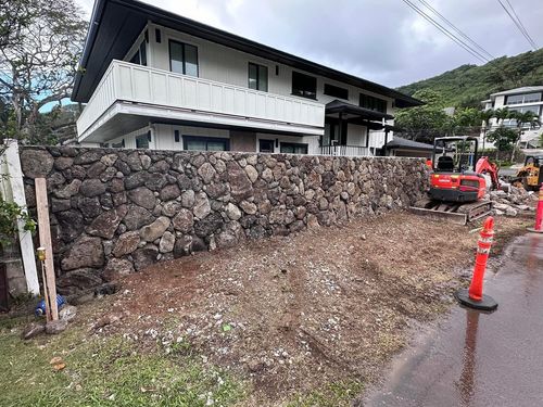 Rock Wall Installation for Maka’s Akamai Masonry LLC in Kaneohe, HI