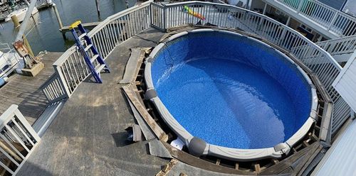 aboveground and semi-inground pool installation for GEM Pool Service in Long Island, NY