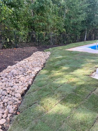 Grading and drainage for Adams Landscape Management Group LLC. in Loganville, GA